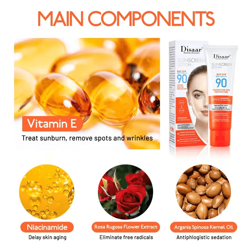 Disaar Sunscreen Lotion Brighten Skin Spf 90 - 50ml