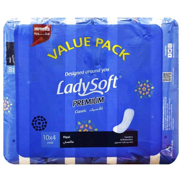 Lady Soft Premium Classic Pads Maxi Value Pack - 10'S Pads X 4 (40 Pads)