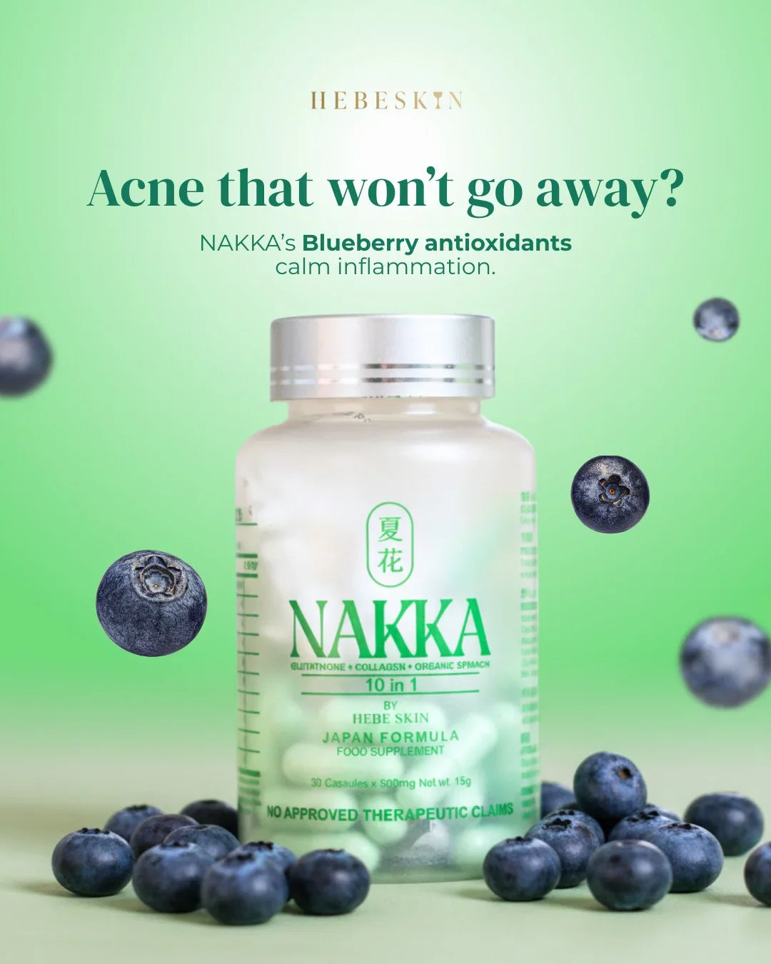 Hebeskin Nakka 10 in 1 Glutathione - 30s (Japan Formula)