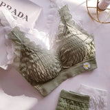 Women's Lace Strap Breathable Bra & Panty Set - CX008#