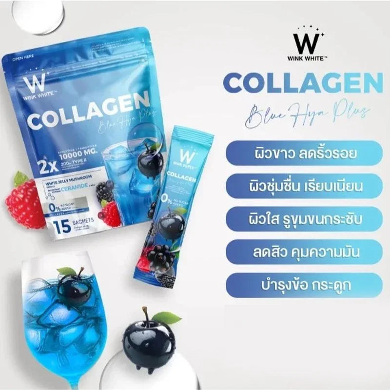 Wink White Collagen Blue HYA Plus - 12g × 15 Sachets (180g)