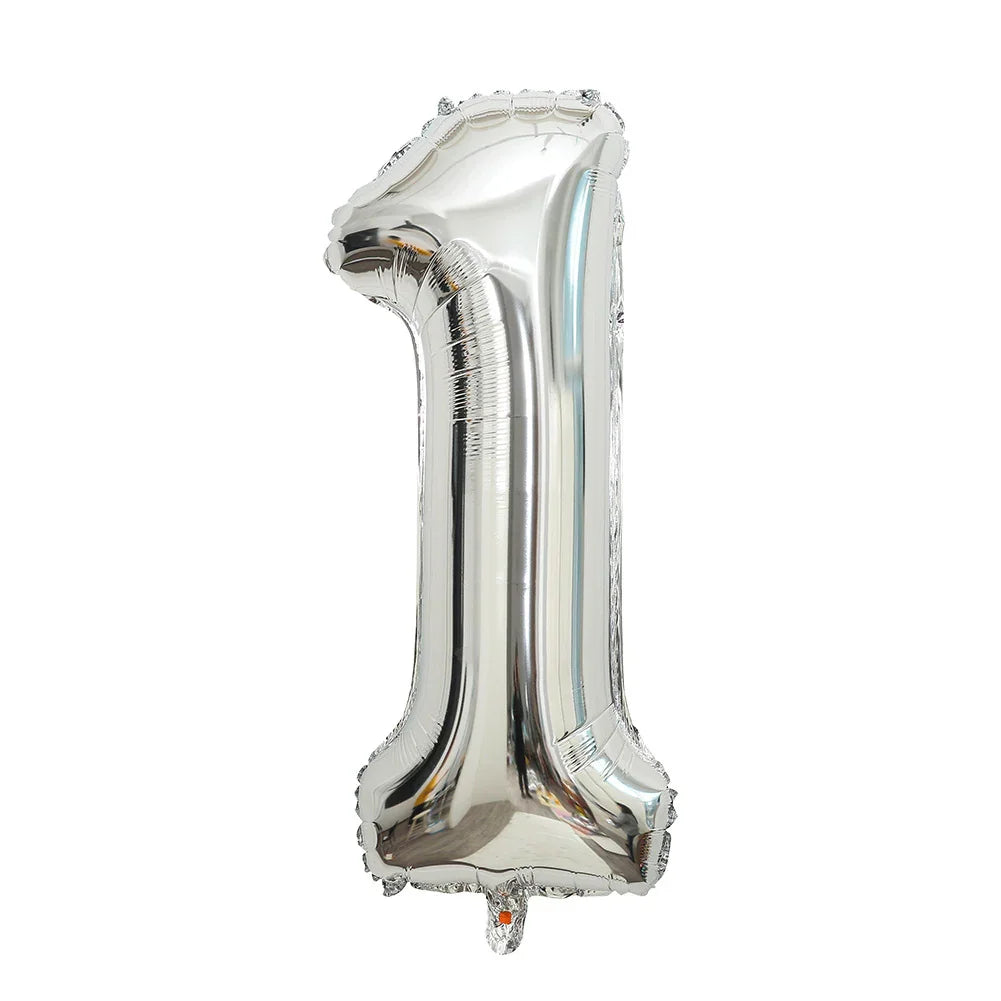 Birthday Decoration Silver Foil Balloon Number 1 - 42Cm