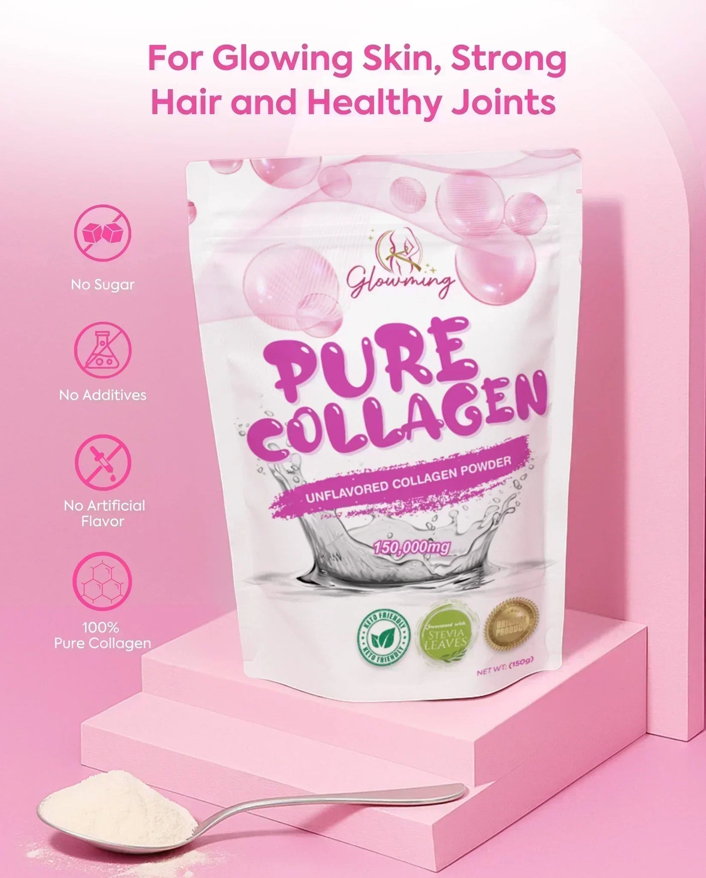 Glowming Unflavored Pure Collagen Powder - 150g
