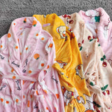 Long Sleeves Comfortable Flannel Bathrobe Coral Fleece