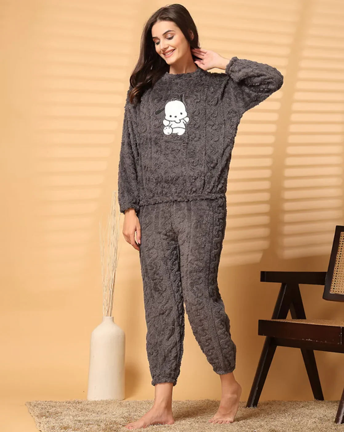 Women's Warm & Fuzzy Knitted Pajama Set