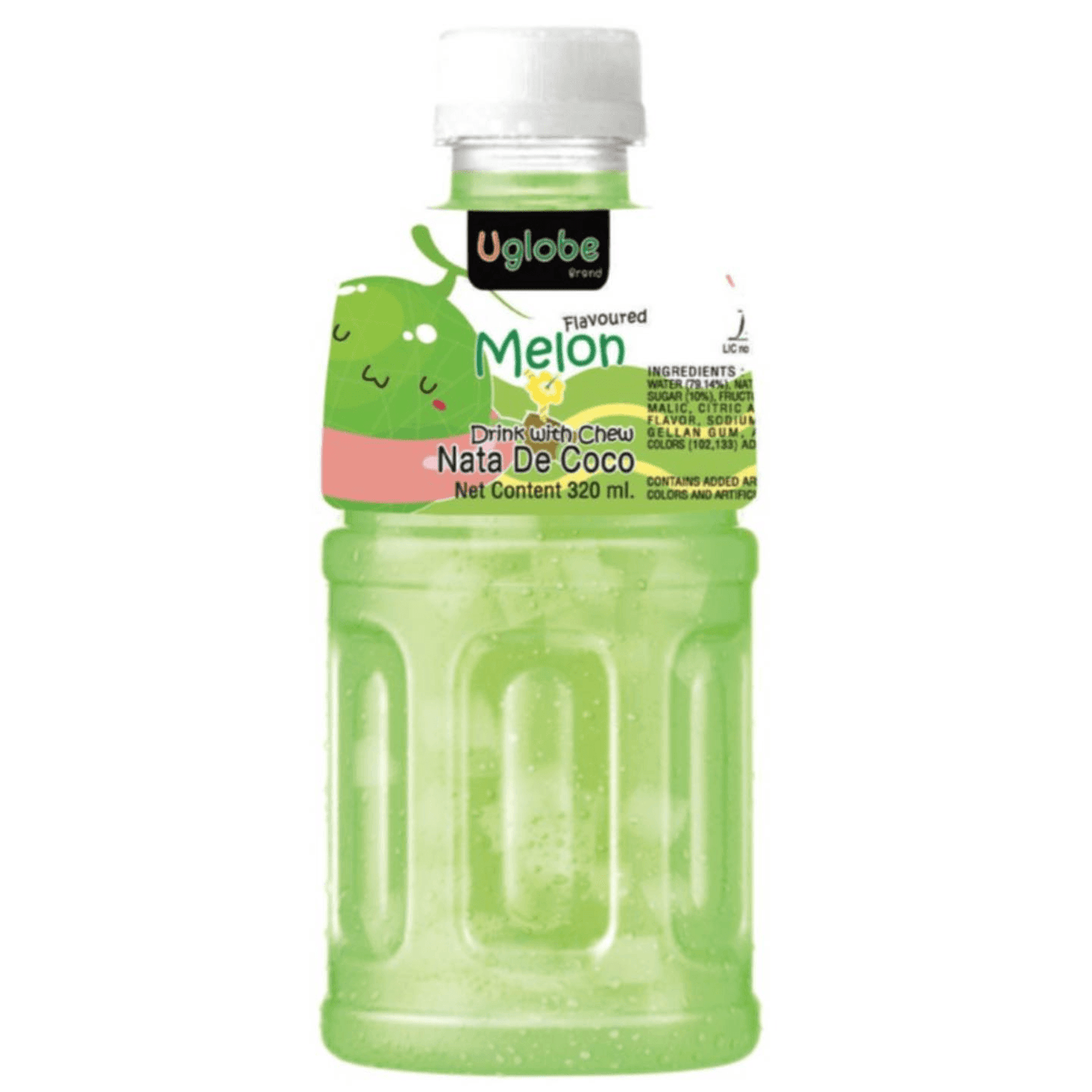 Uglobe Melon Juice Drink With Chew Nata De Coco - 320ml X 6 Pcs