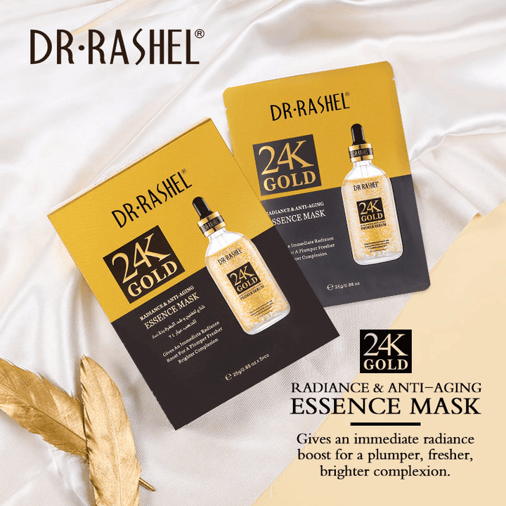 Dr.Rashel 24K Gold Radiance & Anti-Aging Essence Mask - 5 Pcs × 25g - Pinoyhyper