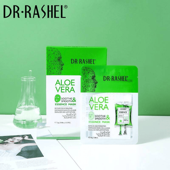 Dr.Rashel Aloe Vera Soothe & Smooth Essence Mask - 5 Pcs × 25g - Pinoyhyper