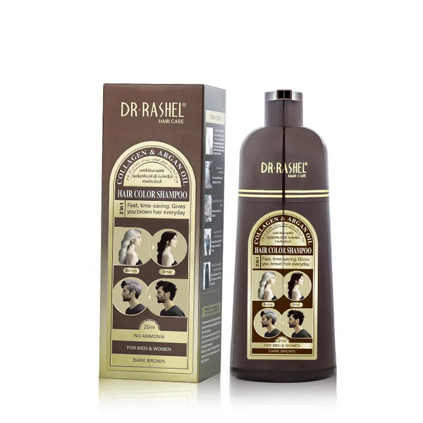 Dr.Rashel Collagen And Argan Oil Hair Color Shampoo Dark Brown - 400ml