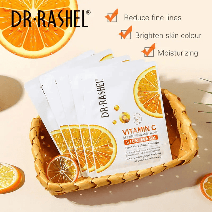Dr.Rashel Vitamin C Brightening & Anti-Aging Silk Mask - 5 Pcs × 28g - Pinoyhyper