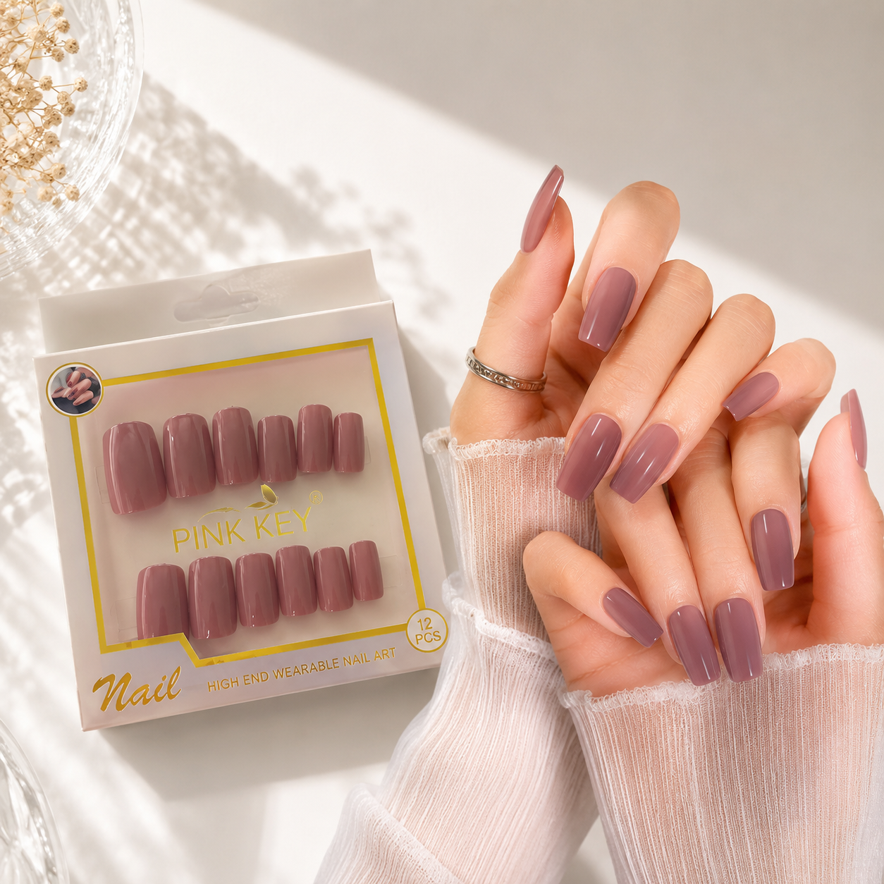 Pink Key High-End Wearable Nail Art - PK24164 (12 Pcs)