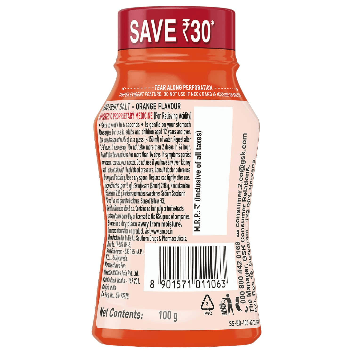 ENO Fast Relief From Acidity Orange Flavour - 100g - Pinoyhyper