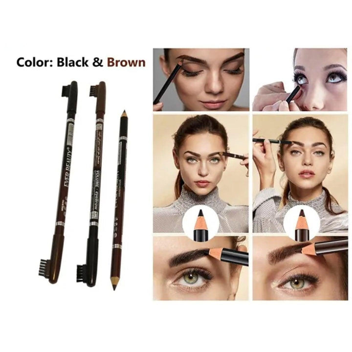 Ever Beauty Eyebrow Pencil 2 In 1 Black & Brown 12Pcs In Box - Pinoyhyper