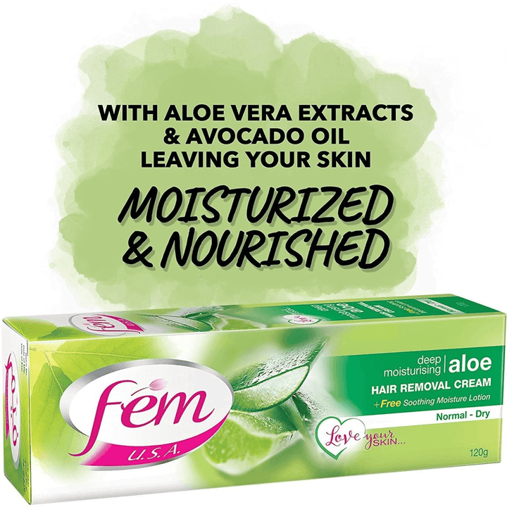 Fem USA Hair Removal Cream With Aloe Vera For Deep Moisturizing - 120g - Pinoyhyper