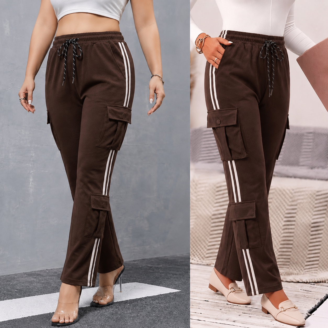 Women's Track Pant with White Side Stripe HY-6-21