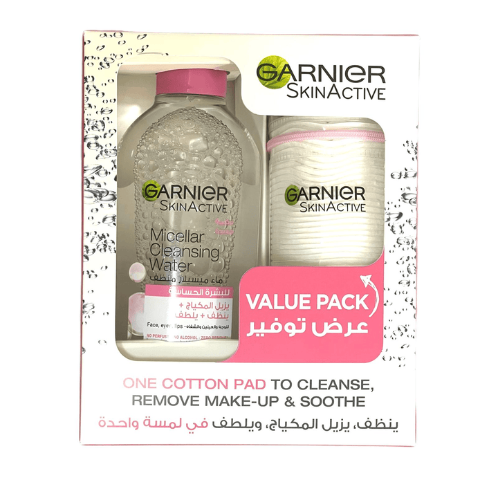 Garnier Skin Active Micellar Cleansing Water with Cotton Pad - 400ml Value Pack - Pinoyhyper