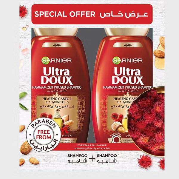 Garnier Ultra Doux Healing Castor & Almond Oils Shampoo - 600ml+400ml - Pinoyhyper