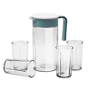 Glass Pitcher 1000ml & 4 Pcs Cups Set 200ml - Pinoyhyper