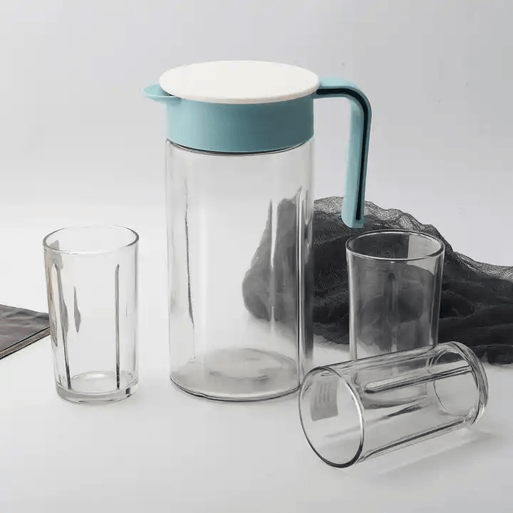Glass Pitcher 1000ml & 4 Pcs Cups Set 200ml - Pinoyhyper