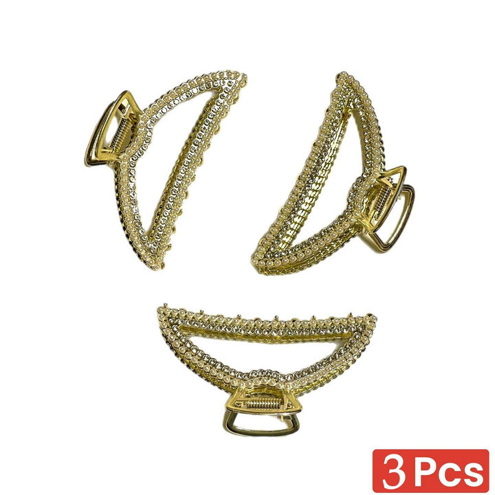 Gold Color Metallic Hair Claw Clips Set Big - 3 Pcs (457826) - Pinoyhyper