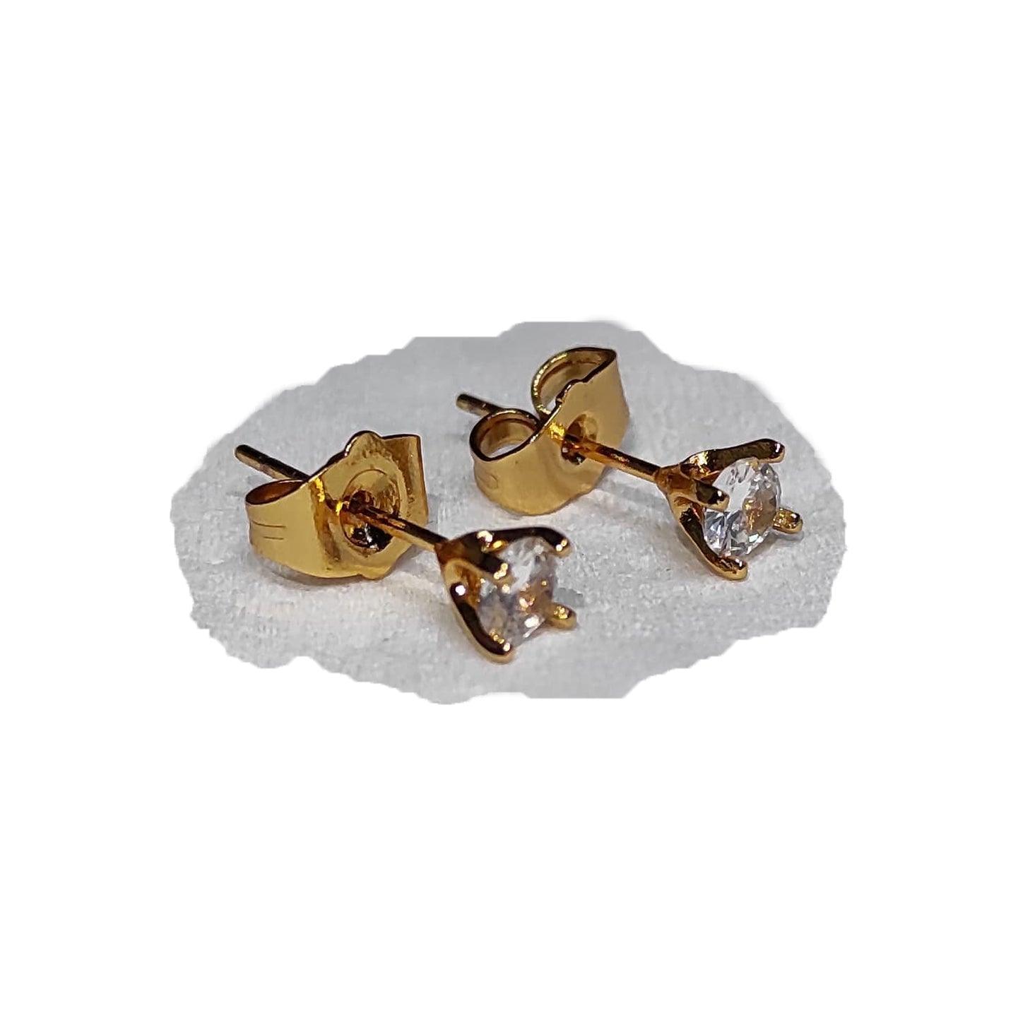 Golden Stainless Steel Stud Earings - 1255 - Pinoyhyper
