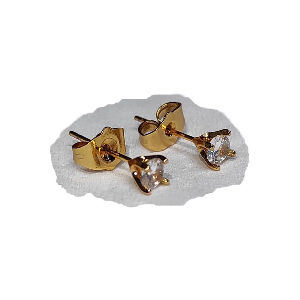 Golden Stainless Steel Stud Earings - 1255 - Pinoyhyper