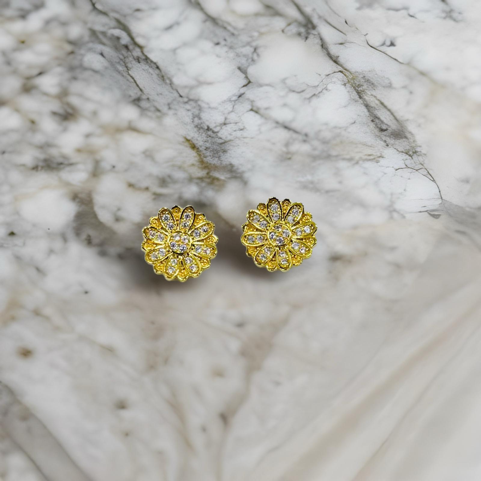 Golden Stainless Steel Stud Earings Flower - 864233 - Pinoyhyper