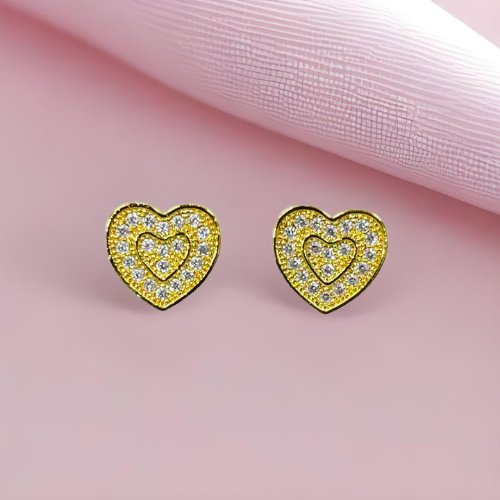 Golden Stainless Steel Stud Earings Heart - 746154 - Pinoyhyper