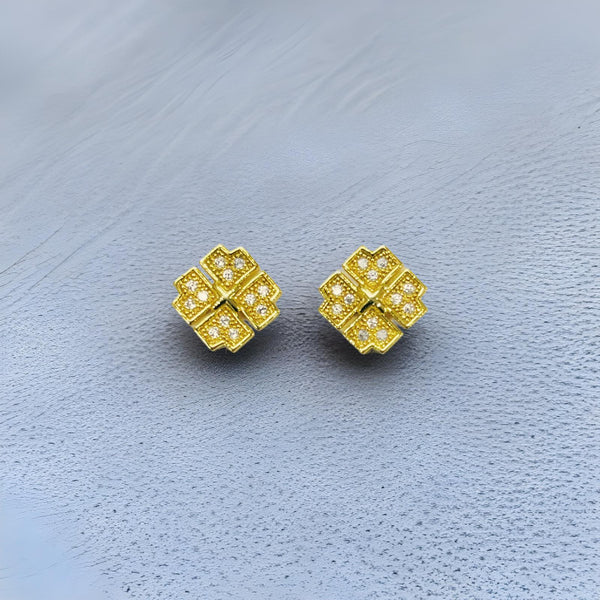 Golden Stainless Steel Stud Earings leaf - 864122 - Pinoyhyper