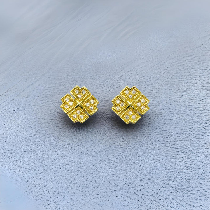 Golden Stainless Steel Stud Earings leaf - 864122 - Pinoyhyper