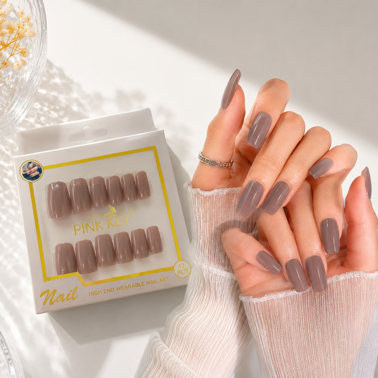 Pink Key High-End Wearable Nail Art - PK24164 (12 Pcs)