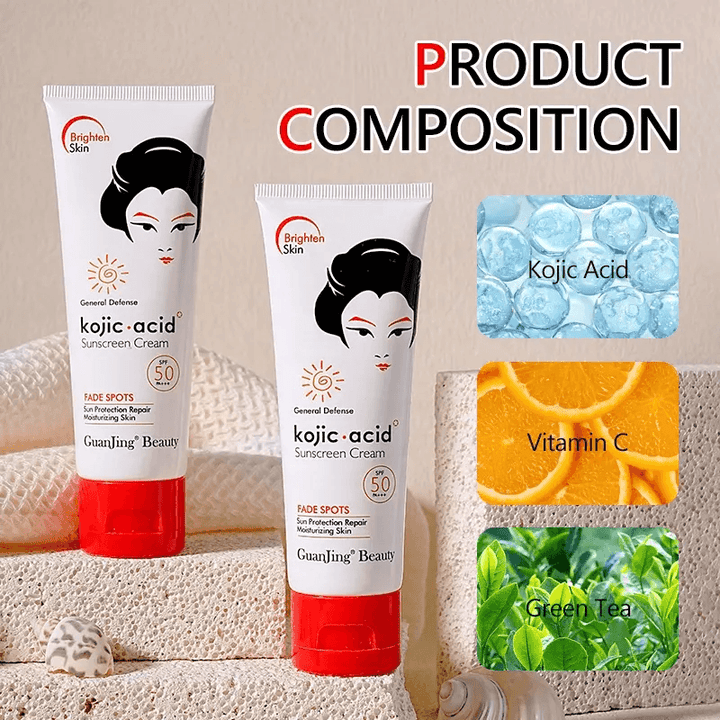 Guanjing Beauty Fade Spots Kojic Acid Sunscreen Cream SPF50 +++ - 80g - Pinoyhyper