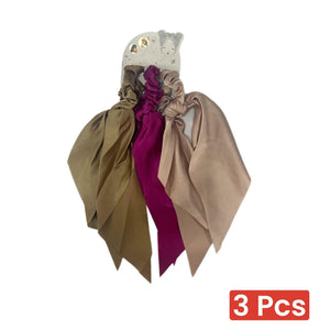 Hair Ties Elastic Satin Ponytail Holder for Women Girls - 3 pcs (541352) - Pinoyhyper