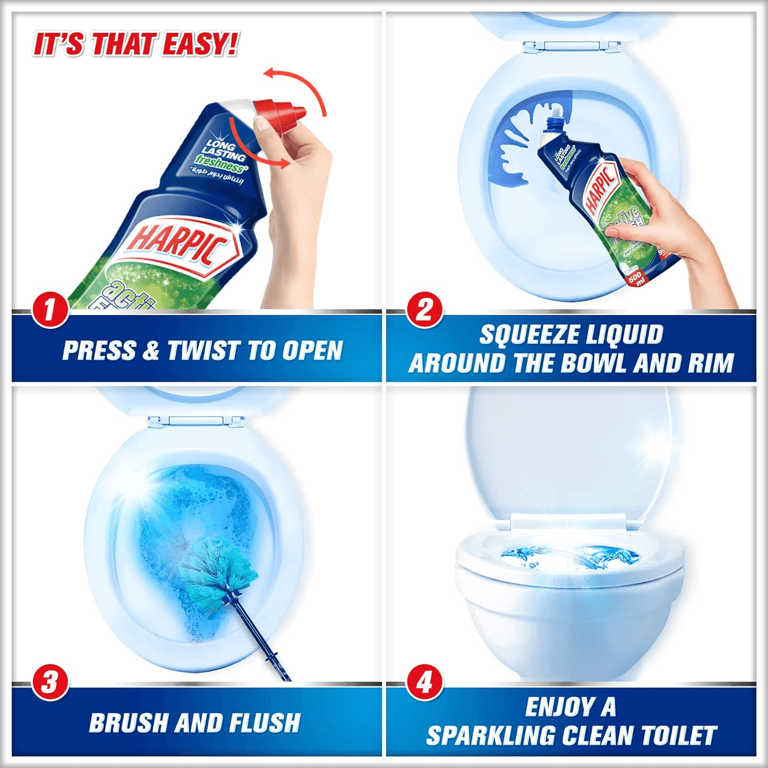 Harpic Active Fresh Pine Toilet Cleaner - 3 x 500ml - Pinoyhyper