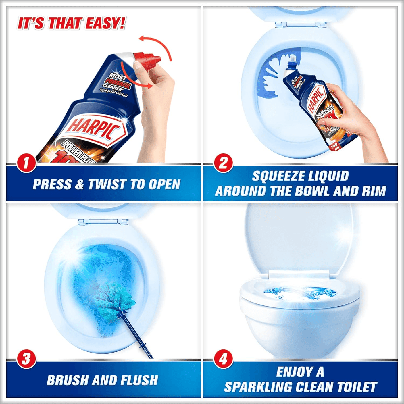 Harpic Power Plus 10X Most Powerful Toilet Cleaner - 3 x 500ml - Pinoyhyper