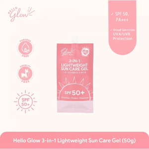 Hello Glow 3-in-1 Lightweight Sun Care Gel SPF 50 + - 50g - Pinoyhyper