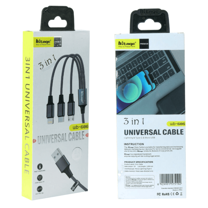 Hitage 3 in 1 Universal Cable Wb - 686 - Pinoyhyper