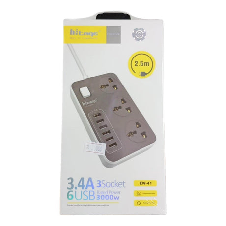 Hitage 6 USB Ports & 3 Power Socket Extension - 2.5M - Pinoyhyper