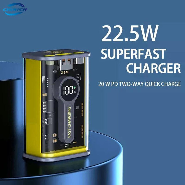 HMT 10000mAh Transparent Mini Power Bank PD Fast Charge Portable - Pinoyhyper