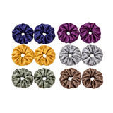 Premium Satin Scrunchies For Women - 12 Pcs