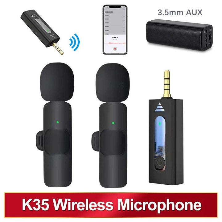 K35 Clip Double Mic Wireless Microphone for Mobile Phone - AUX - Pinoyhyper