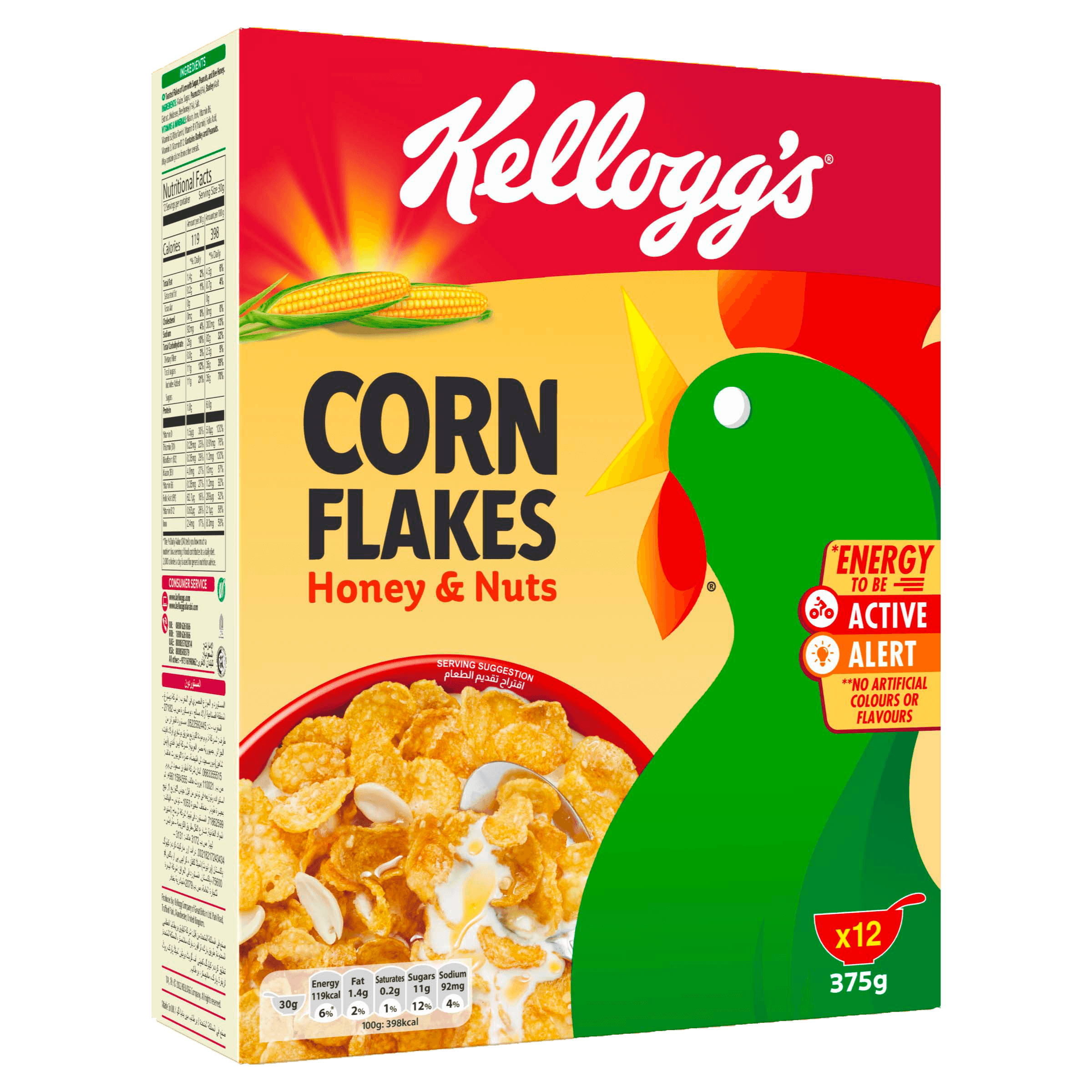 Kellogg's Corn Flakes Honey & Nuts Cereal The Original - 375g – Pinoyhyper