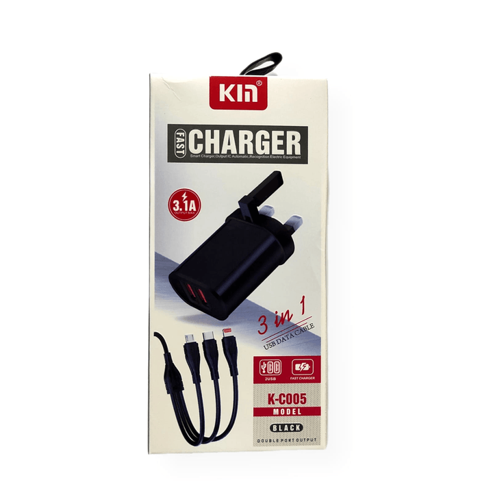 Kin 3 In 1 Fast Charger K-C005 - Pinoyhyper