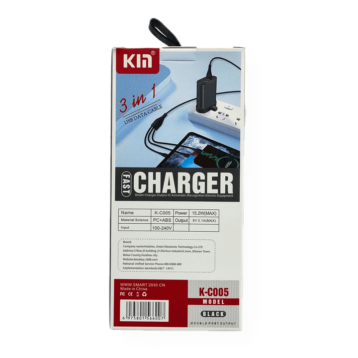 Kin 3 In 1 Fast Charger K-C005 - Pinoyhyper