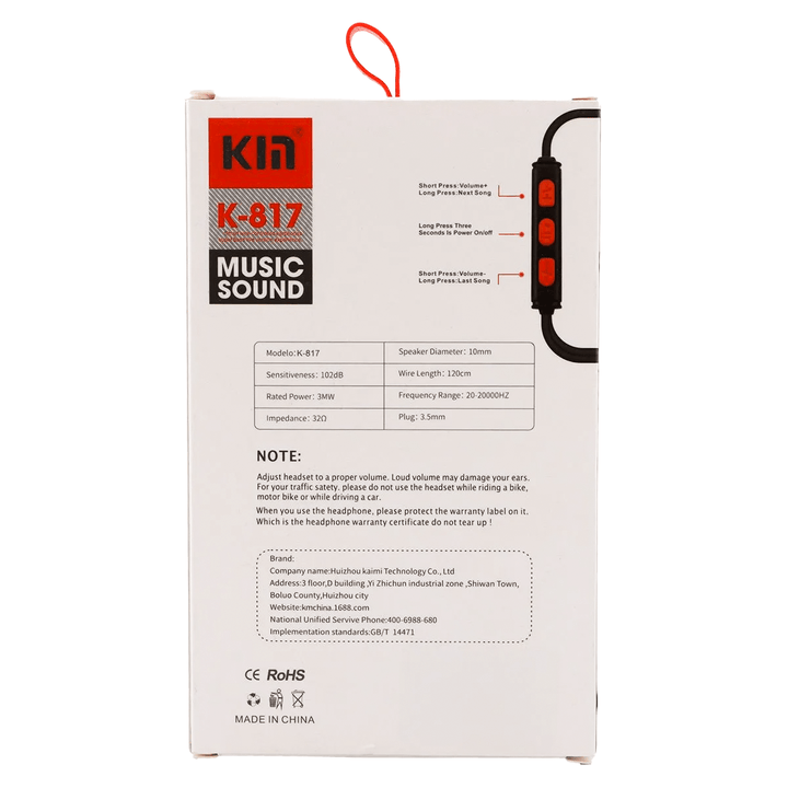 Kin Hi-Fi Wired Headphone - K817 - Pinoyhyper