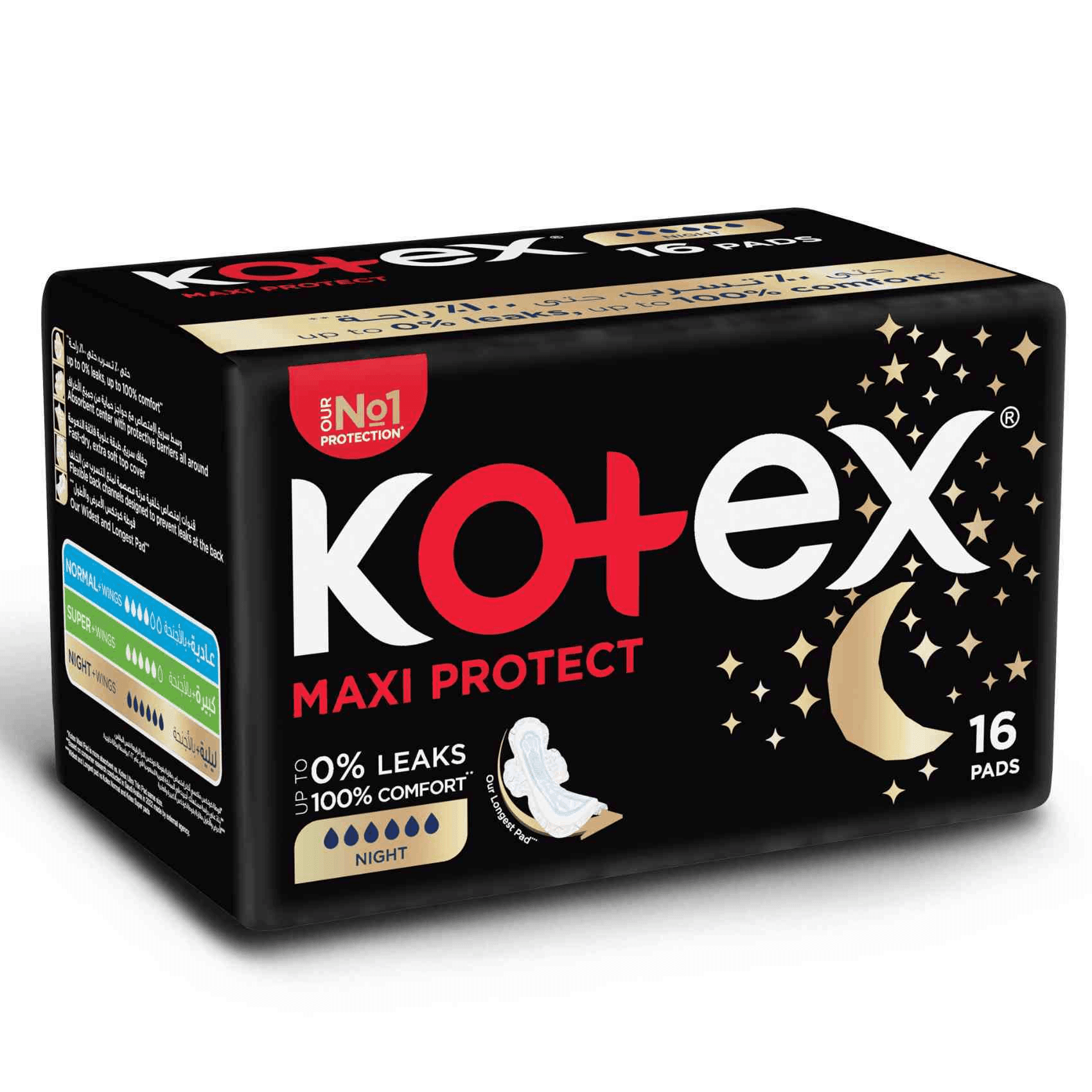 Kotex Maxi Protect Thick Pads Overnight Protection With Wings - 16Pcs - Pinoyhyper