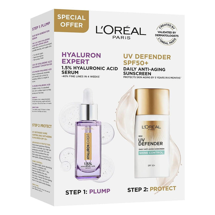 L'Oreal Hyaluron Expert Serum + UV Defender Sunscreen - Plump & Protect Kit - Pinoyhyper