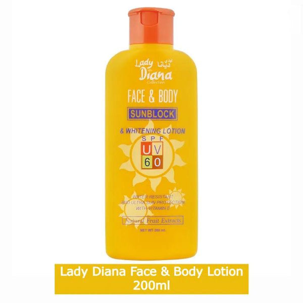 Lady Diana Face & Body Sunblock Whitening Lotion SPF 60 - 200ml - Pinoyhyper
