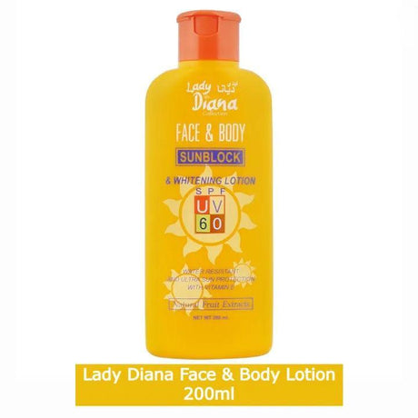 Lady Diana Face & Body Sunblock Whitening Lotion SPF 60 - 200ml - Pinoyhyper