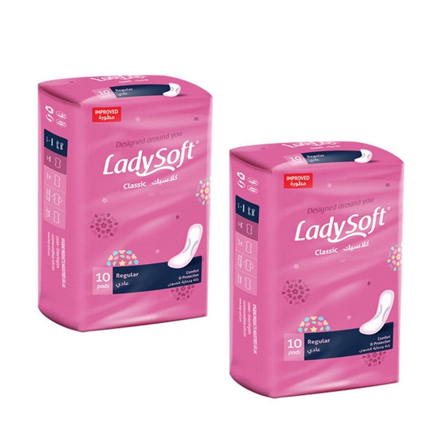 Lady Soft Premium Classic Pads Regular - 2 × 10 Pads (Offer) - Pinoyhyper